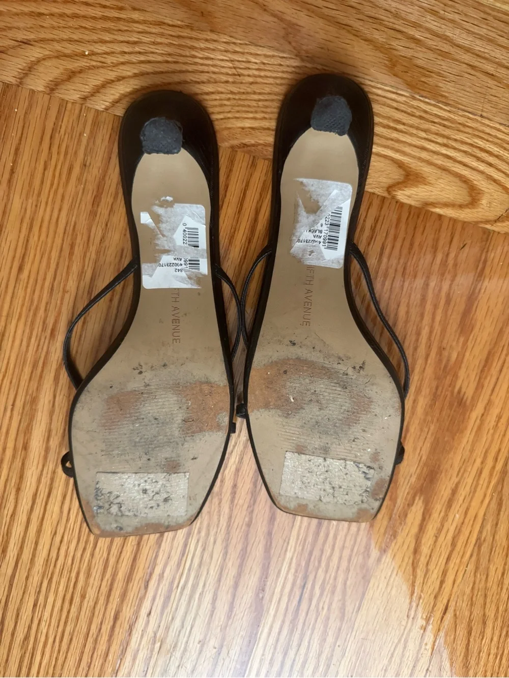 Saks Fifth Avenue Black Square-Toe Strappy Slide Mules
